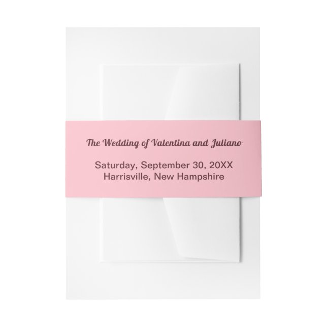 Cintas Para Invitaciones Typography Style Minimalist Pink Wedding (Anverso Ejemplo)