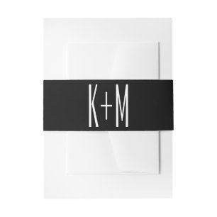 Cintas Para Invitaciones Ultra moderno Gran Monograma Negro Boda Blanco