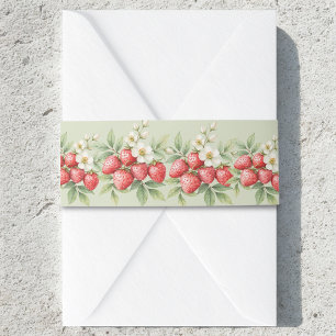 Cintas Para Invitaciones Una fresa dulce y azucarada en flor verde