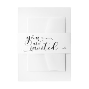 Cintas Para Invitaciones Usted es caligrafía elegante invitada, negro simpl