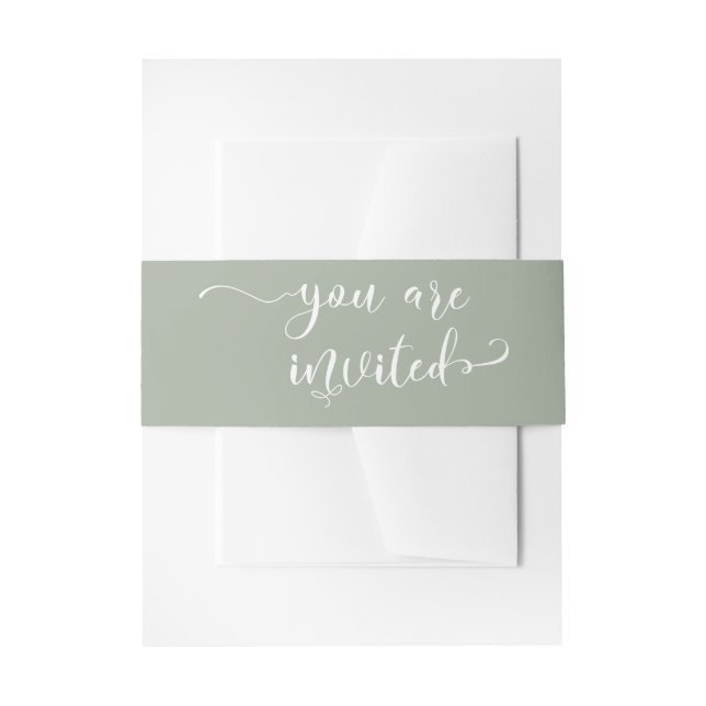 Cintas Para Invitaciones Usted es elegante caligrafía elegante Sage Green (Anverso Ejemplo)