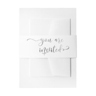 Cintas Para Invitaciones Usted es elegante caligrafía plateado y blanco