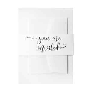 Cintas Para Invitaciones Usted está invitado Caligrafía elegante negro y bl