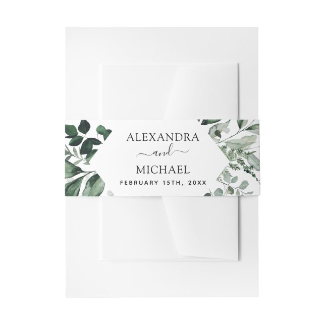 Cintas Para Invitaciones Vegetación Botánica Foliage Boda Invi (Anverso Ejemplo)