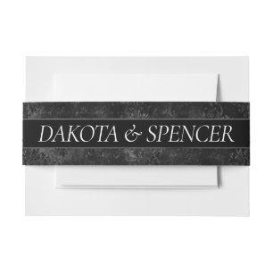 Cintas Para Invitaciones Velvety Onyx Damask Black Vampy Grunge Baroque