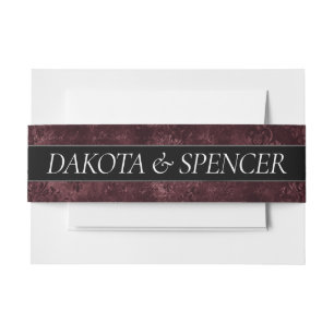 Cintas Para Invitaciones Velvety Wine Damask   Maroon Merlot Grunge Boque