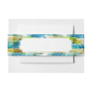 Cintas Para Invitaciones Verde abstracto de la acuarela, azul