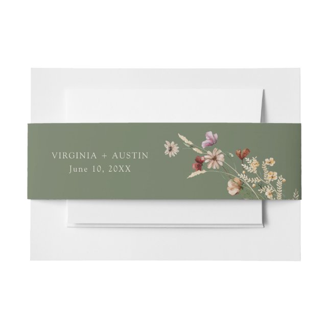Cintas Para Invitaciones Verde Boho (Anverso Ejemplo)