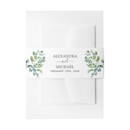 Cintas Para Invitaciones Verde Botánico Foliage Acuarela Boda
