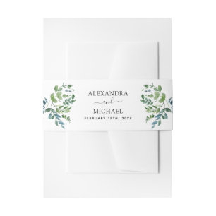 Cintas Para Invitaciones Verde Botánico Foliage Acuarela Boda