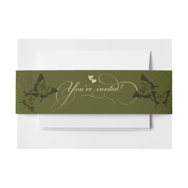 Cintas para invitaciones verde con mariposas (Anverso Ejemplo)