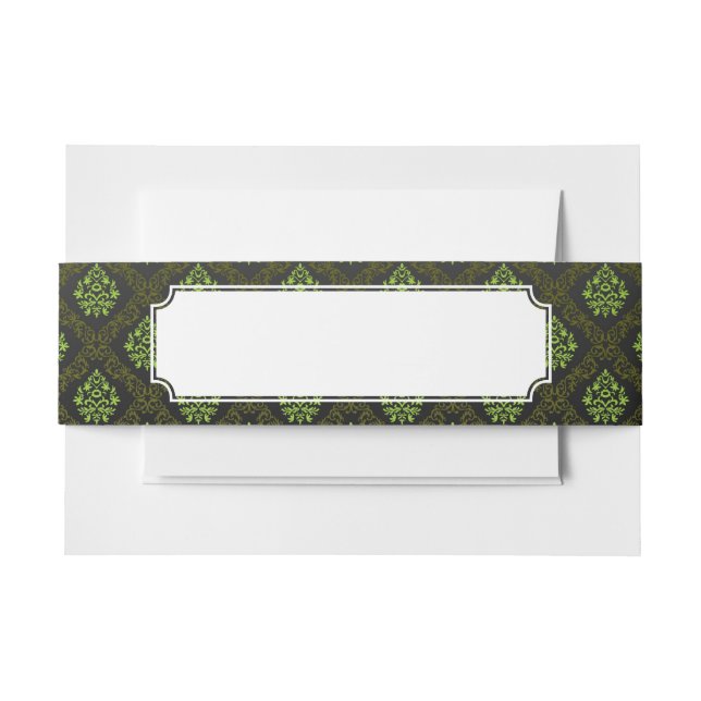 Cintas Para Invitaciones Verde floral del papel pintado (Anverso Ejemplo)