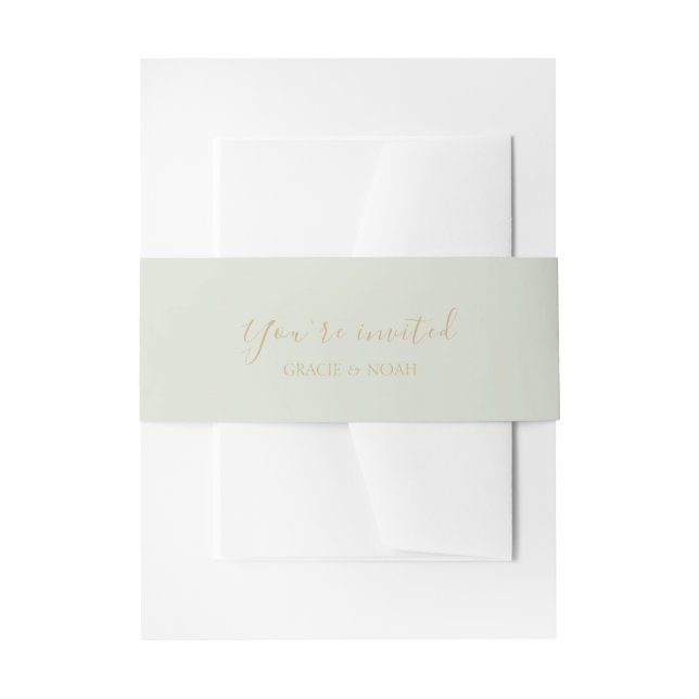Cintas Para Invitaciones Verde Menta | Boda monogramado de pareja (Anverso Ejemplo)