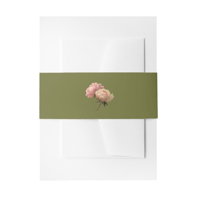 Cintas Para Invitaciones Verde oliva | Boda Rosa de moda (Anverso Ejemplo)