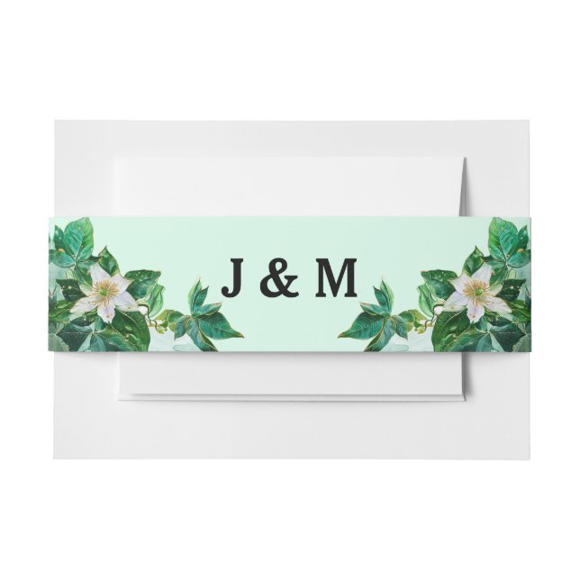 Cintas Para Invitaciones Verde pastel con iniciales (Anverso Ejemplo)