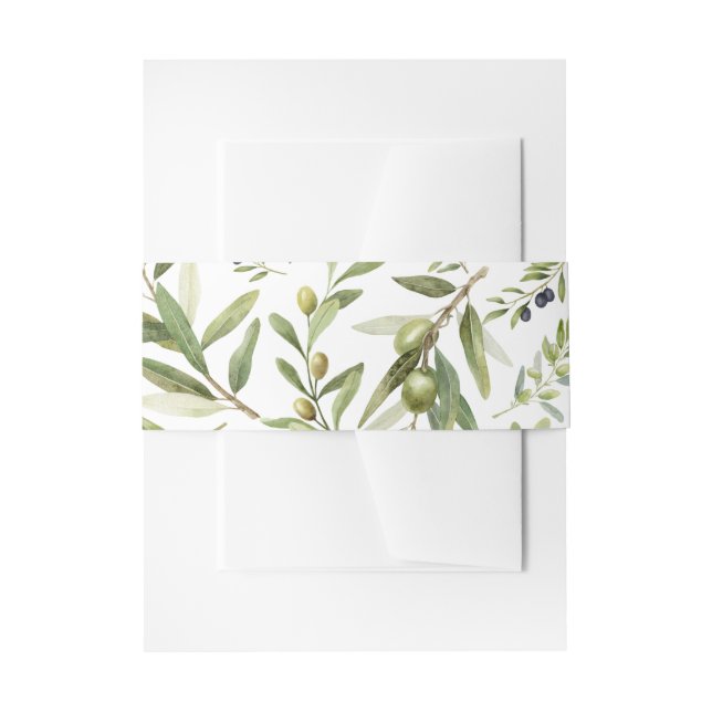 Cintas Para Invitaciones Verde Salvia Acuarela Provenzal Chic Olivos (Anverso Ejemplo)
