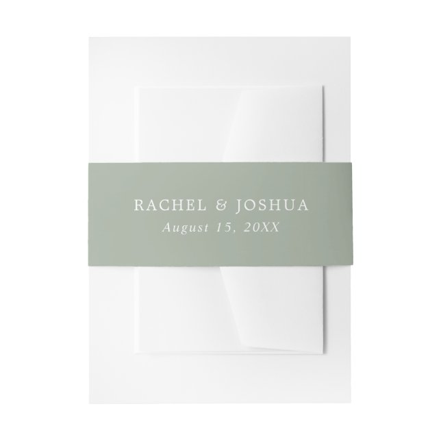 Cintas Para Invitaciones Verde Salvia | Boda Personalizada (Anverso Ejemplo)