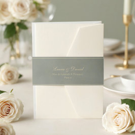 Cintas Para Invitaciones Verde Salvia Terciopelo Dorado Boda Personalizada 