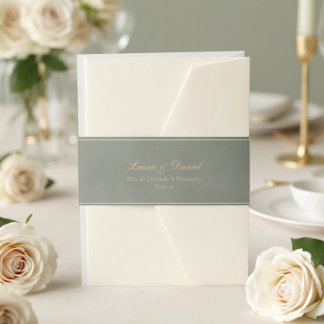Cintas Para Invitaciones Verde Salvia Terciopelo Dorado Boda Personalizada
