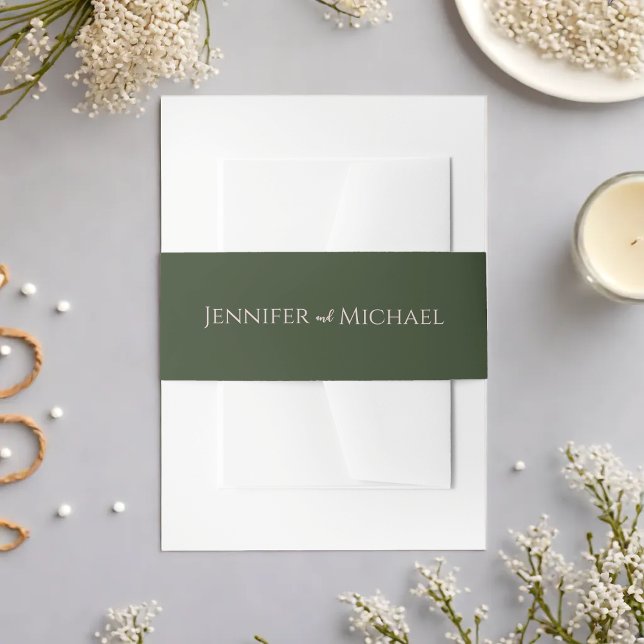 Cintas Para Invitaciones Verdor Sencillo matrimonio elegante (Greenery Simple Elegant Wedding Invitation Belly Band)