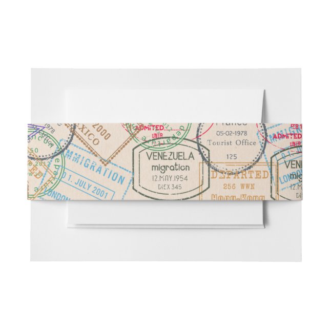Cintas Para Invitaciones Viajes de sellos de pasaporte (Anverso Ejemplo)