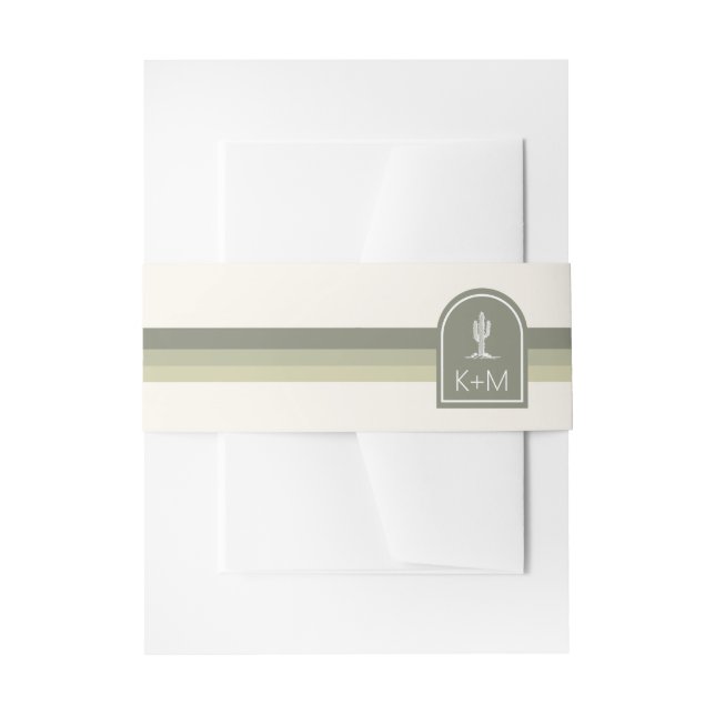 Cintas Para Invitaciones Vibes del desierto Boda Stripe Sage ID1019 (Anverso Ejemplo)