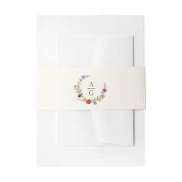 Cintas Para Invitaciones Vibrant Wildflowers Monogram Wedding