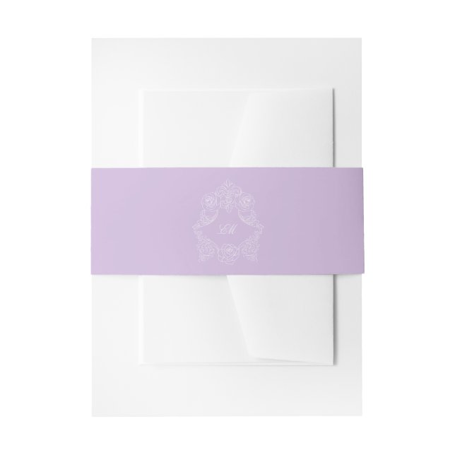 Cintas Para Invitaciones Victorian Lavender Crest Monogram Wedding (Anverso Ejemplo)