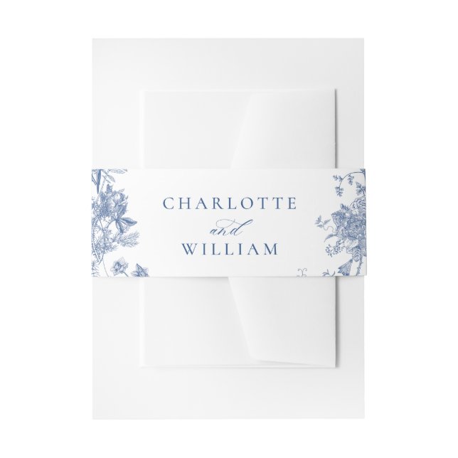 Cintas Para Invitaciones Victoriano Dusty Blue French Garden Boda Floral (Anverso Ejemplo)