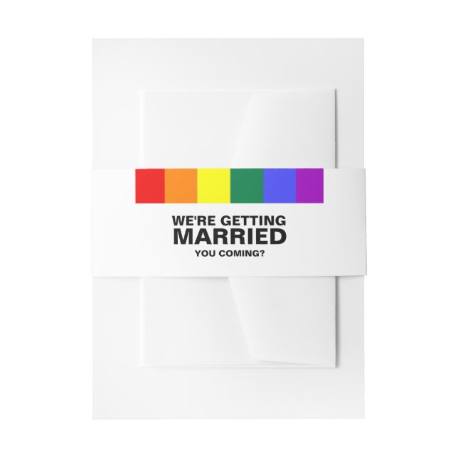 Cintas Para Invitaciones Vienes Arcoíris Boda Gay (Anverso Ejemplo)