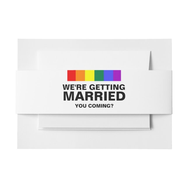 Cintas Para Invitaciones Vienes Arcoíris Boda Gay (Anverso Ejemplo)
