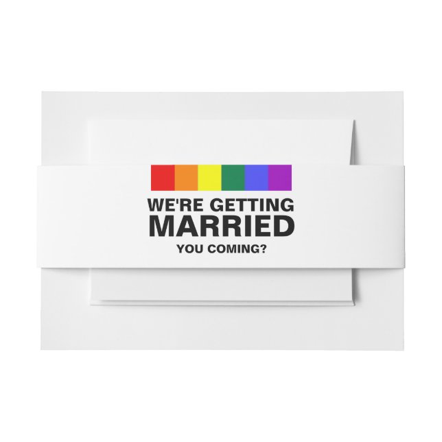 Cintas Para Invitaciones Vienes Boda gay arcoiris (Anverso Ejemplo)