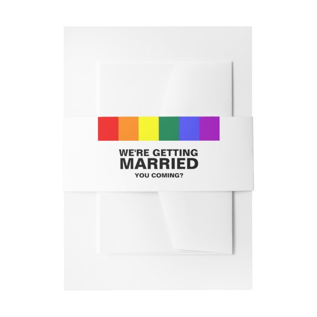Cintas Para Invitaciones Vienes Boda gay arcoiris (Anverso Ejemplo)