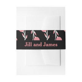 Cintas Para Invitaciones Vino Rosa floral rosa y negro