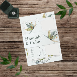 Cintas Para Invitaciones Vinos románticos Jardín mínimo Azul verde