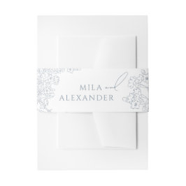 Cintas Para Invitaciones Vintage Boda Floral Dusty Azul