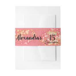 Cintas Para Invitaciones Vintage Boho Rosa Rústico del Oro Quinceañera Espa