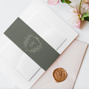 Cintas Para Invitaciones Vintage Escudo floral Monograma Boda