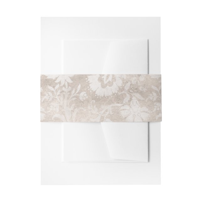 Cintas Para Invitaciones Vintage Grunge Ivory Damask (Anverso Ejemplo)