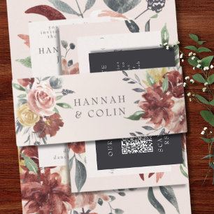 Cintas Para Invitaciones Vintage Marsala Rubor Pewter Floral