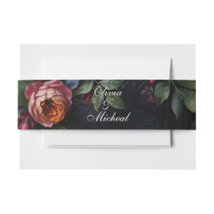 Cintas Para Invitaciones Vintage moody rosas de boho floral oscuro