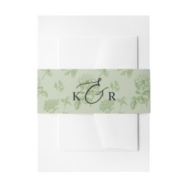 Cintas Para Invitaciones Vintage Sage Floral Modern Monogram Wedding
