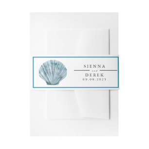 Cintas Para Invitaciones Vintage Verde azulado Blue Single Seashell Boda