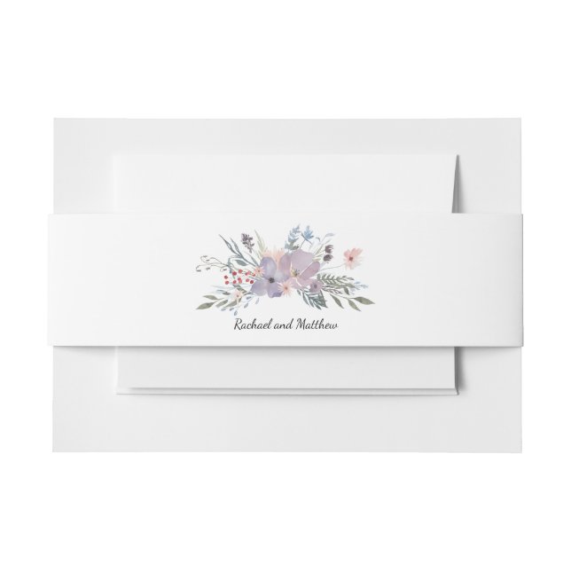 Cintas Para Invitaciones Violet Meadow Boda floral (Anverso Ejemplo)