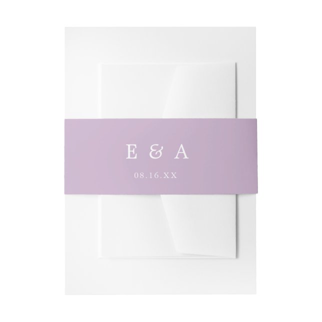 Cintas Para Invitaciones Violet Purple Lilac Monograma Banda Belly Boda (Anverso Ejemplo)