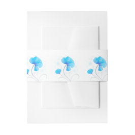 Cintas Para Invitaciones Watercolor azul floral arte boda banda de la panza