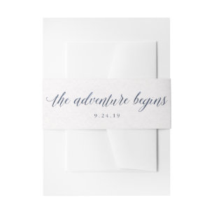 Cintas Para Invitaciones Watercolor Azul Texto La aventura comienza Boda