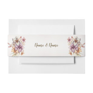 Cintas Para Invitaciones Watercolor Boho Flores rosas Rústico Elegante