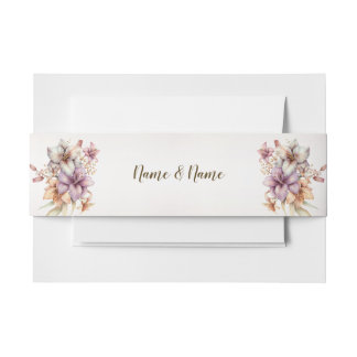 Cintas Para Invitaciones Watercolor Boho Flores rosas Rústico Elegante