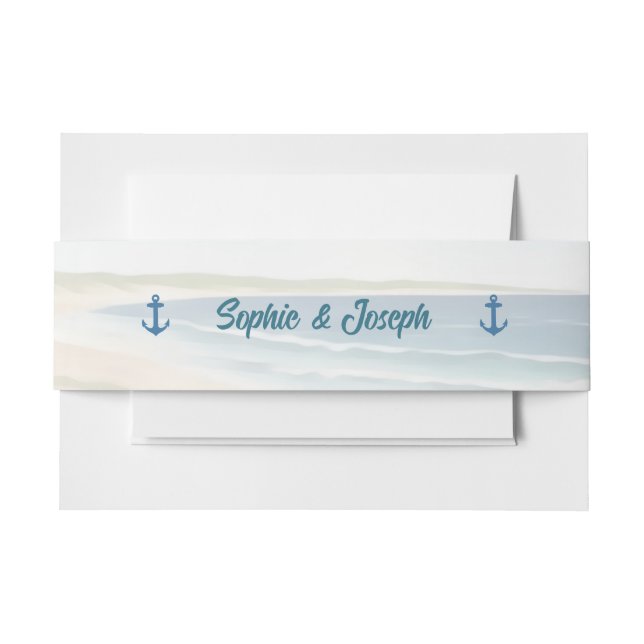 Cintas Para Invitaciones Watercolor Coastal New England Wedding (Anverso Ejemplo)